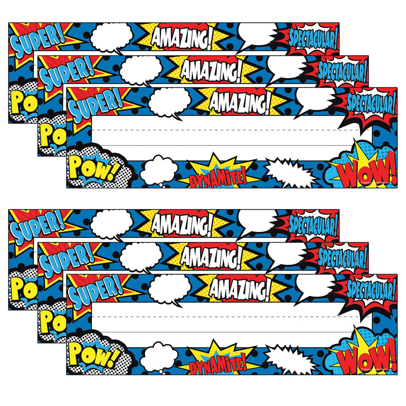 (6 PK) SUPERHERO FLAT NAME PLATES