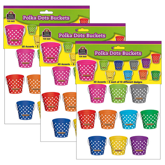 (3 PK) POLKA DOTS BUCKETS ACCENTS