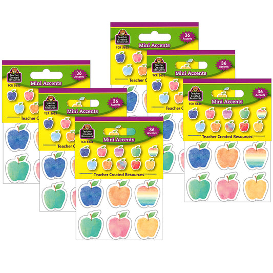 (6 PK) WATERCOLOR APPLES MINI