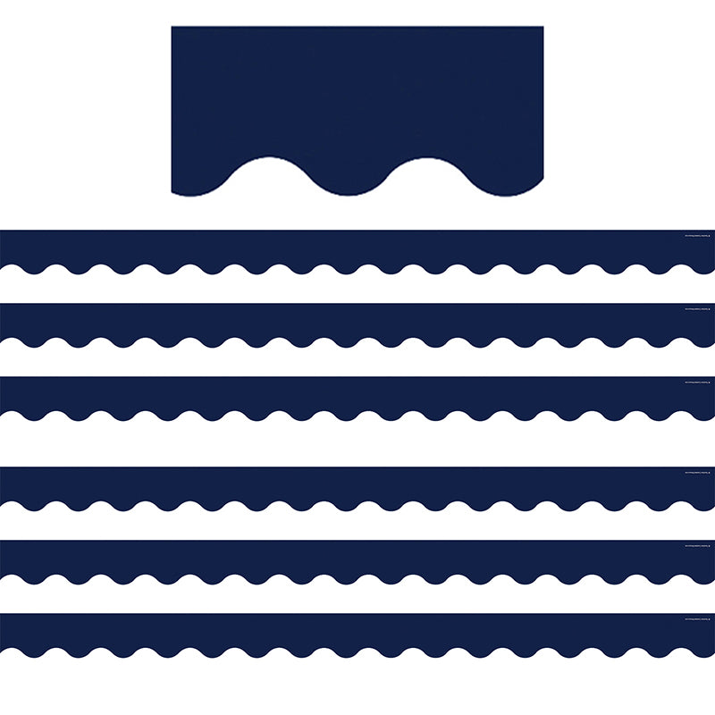 (6 PK) NAVY SCALLOPED BORDER TRIM