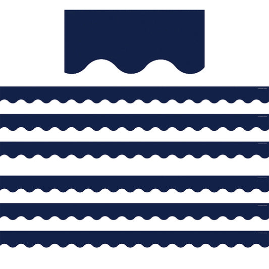 (6 PK) NAVY SCALLOPED BORDER TRIM