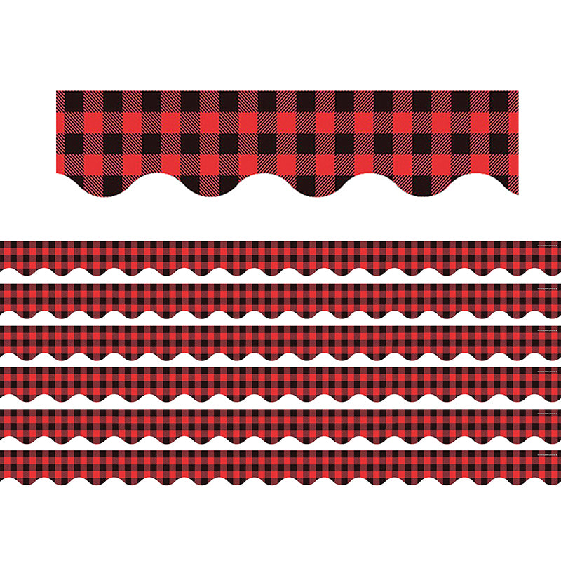 (6 PK) RED & BLACK GINGHAM BORDER