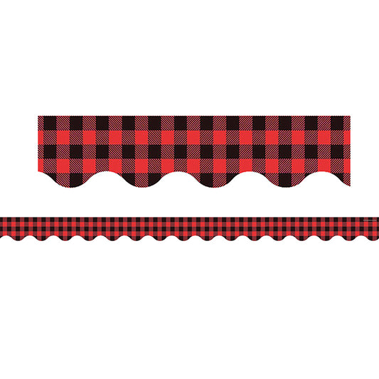 RED & BLACK GINGHAM SCALLOPED BORDR