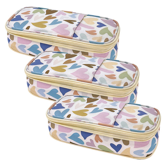 (3 EA) HEARTS PENCIL CASE
