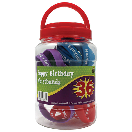 HAPPY BIRTHDAY WRISTBANDS JAR 36CT