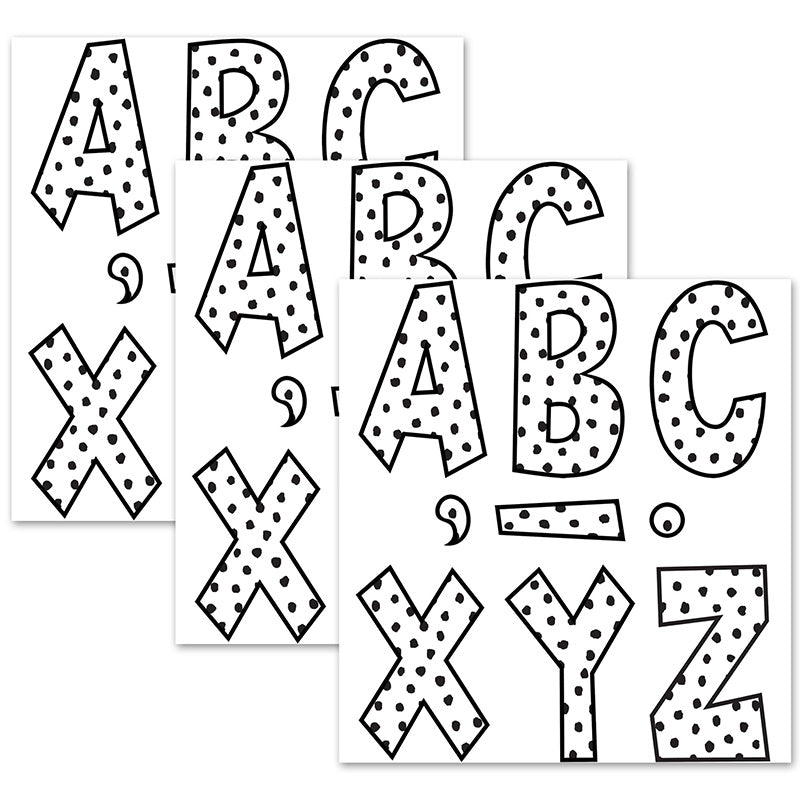 (3 PK) BLK DOTS 7IN FUN LETTERS