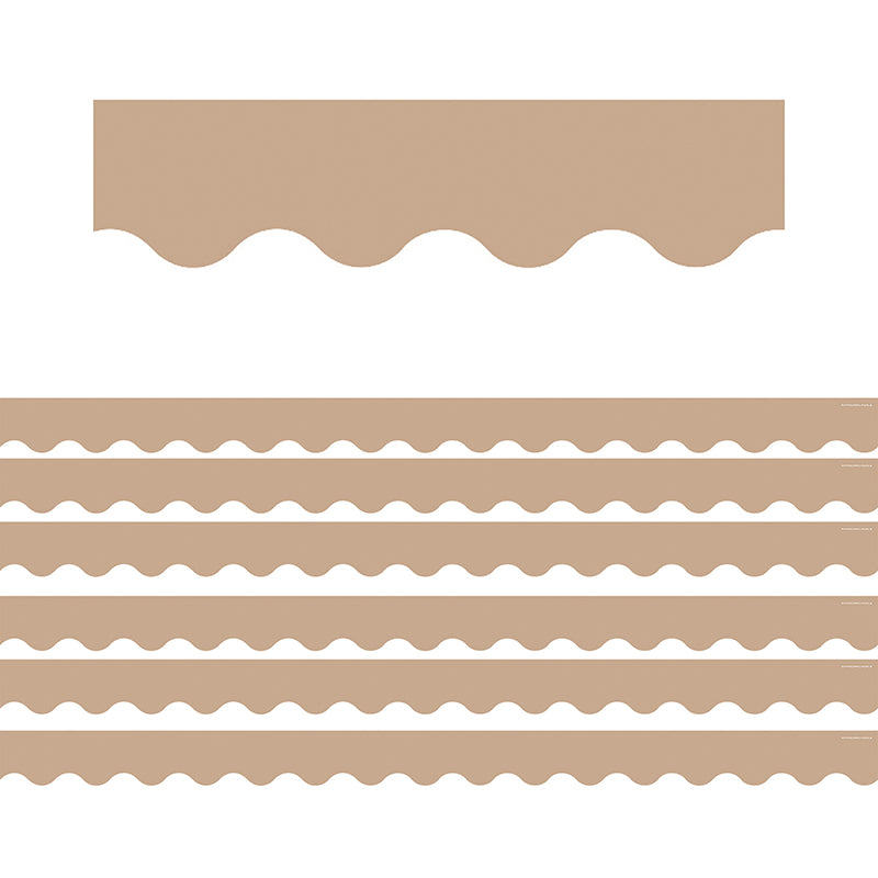 (6 PK) LIGHT BROWN SCALLOPED BORDER