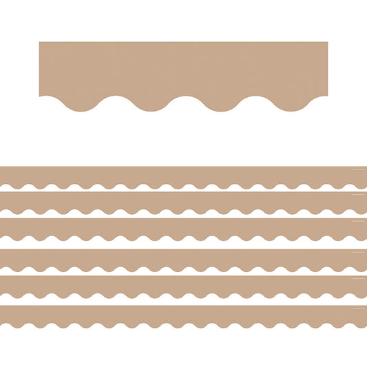 (6 PK) LIGHT BROWN SCALLOPED BORDER