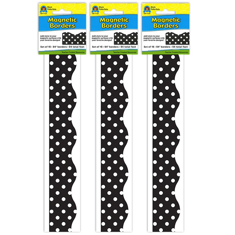 (3 PK) MAGNETIC BORDER BLACK POLKA