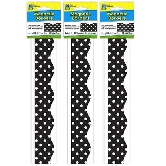 (3 PK) MAGNETIC BORDER BLACK POLKA