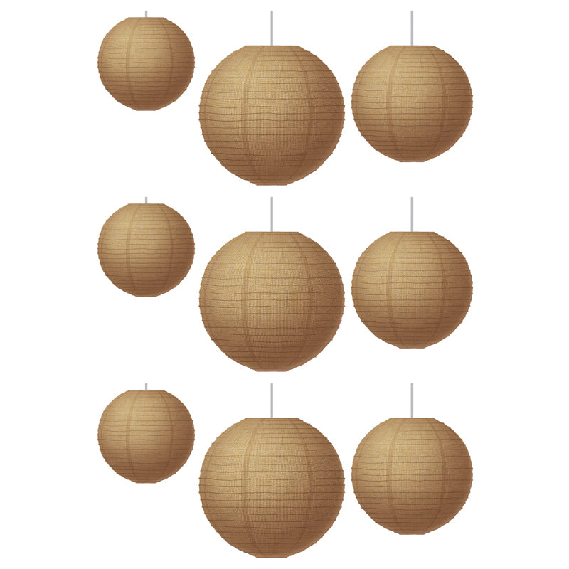 (3 ST) BURLAP PAPER LANTERNS