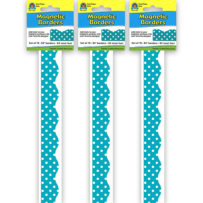 (3 PK) TEAL POLKA DOTS MAGNETIC