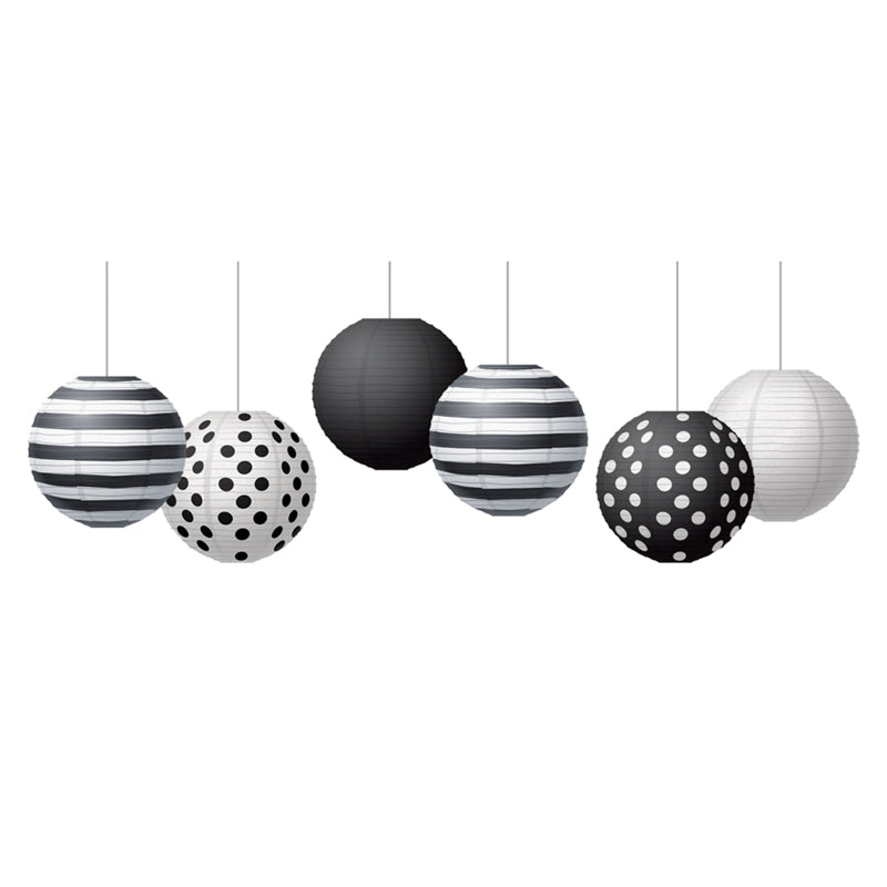 BLACK & WHITE HANGING PAPER LANTRNS