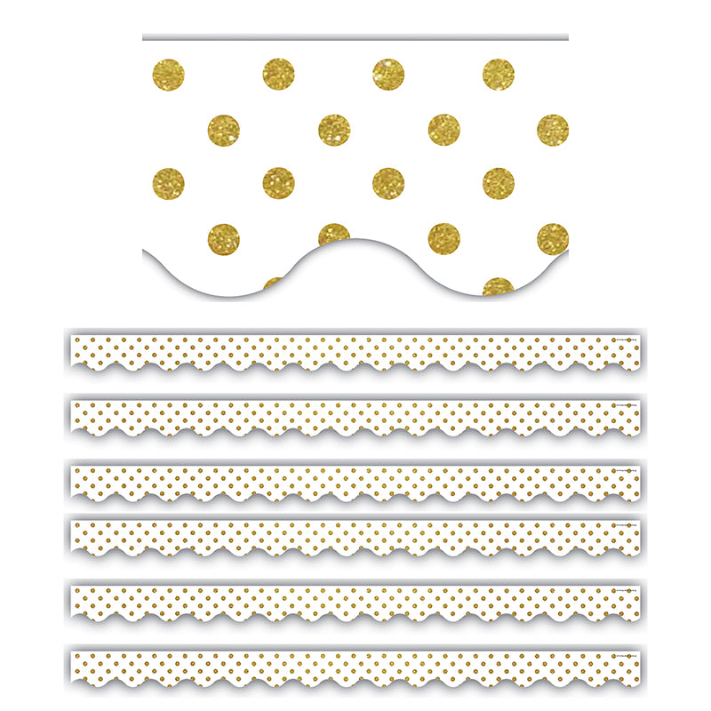 (6 PK) GOLD DOTS ON WHITE SCALLOPED