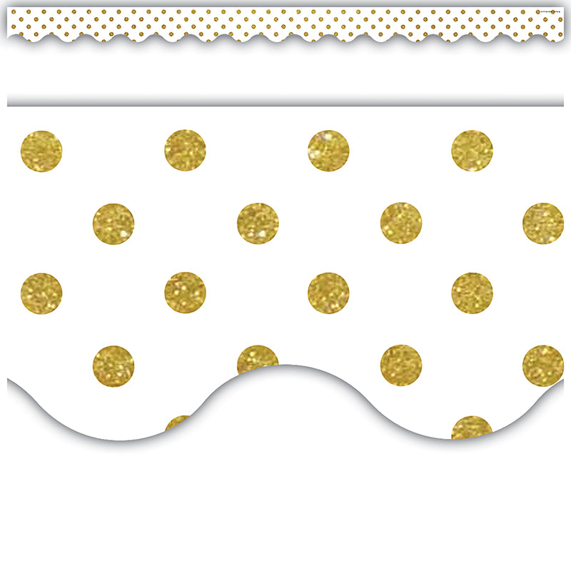 GOLD DOTS ON WHITE SCALLOPED BORDER