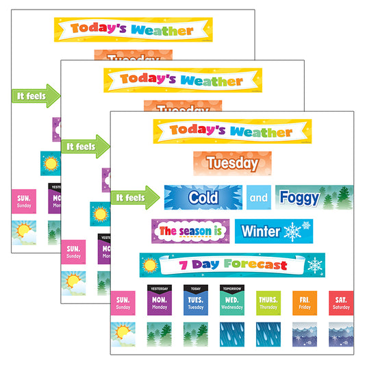 (3 PK) WEATHER POCKET CHART CARDS