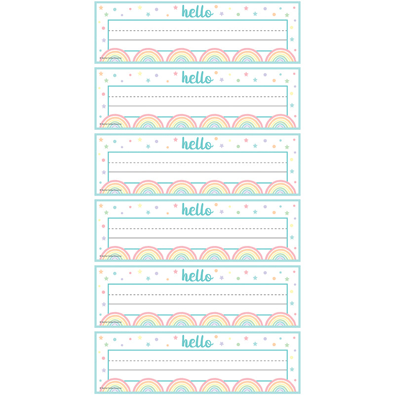 (6 PK) PASTEL POP FLAT NAME PLATES