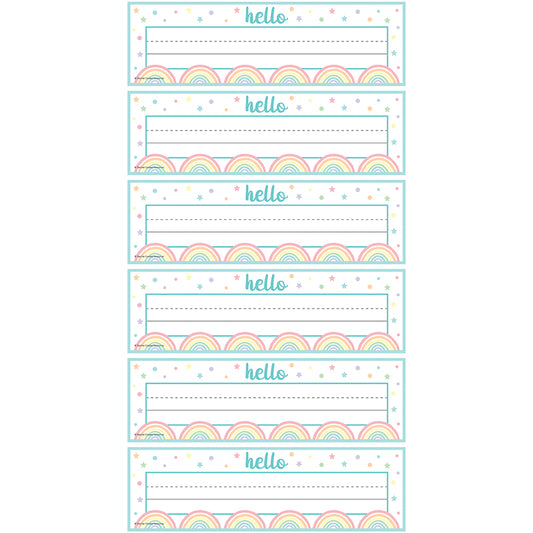 (6 PK) PASTEL POP FLAT NAME PLATES