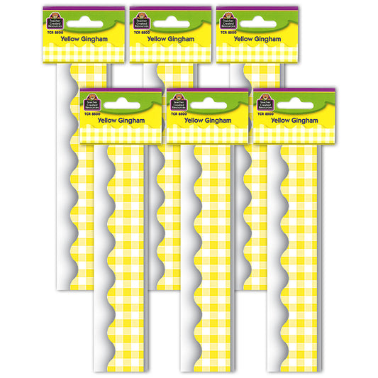 (6 PK) YELLOW GINGHAM SCALLOPED