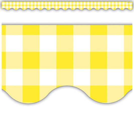 YELLOW GINGHAM SCALLOPED BORDER