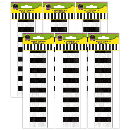 (6 PK) BLACK STRIPES STRAIGHT