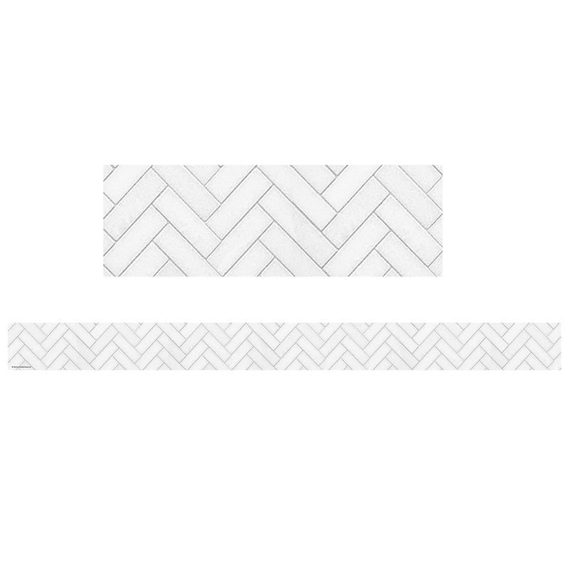 WHITE HERRINGBONE STRAIGHT BORDER
