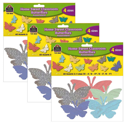 (3 PK) BUTTERFLIES ACCENTS ASSORTED
