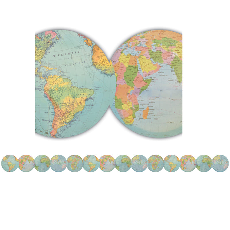 TRAVEL THE MAP GLOBES BORDER TRIM