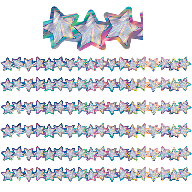(6 PK) IRIDESCENT STARS DIE-CUT