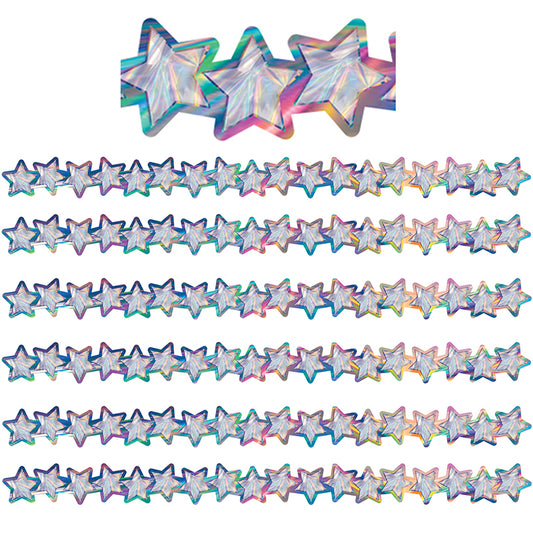 (6 PK) IRIDESCENT STARS DIE-CUT