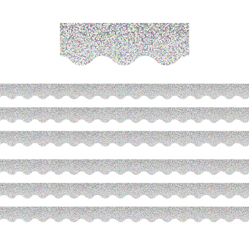 (6 PK) SILVER SPARKLE SCALLOPED