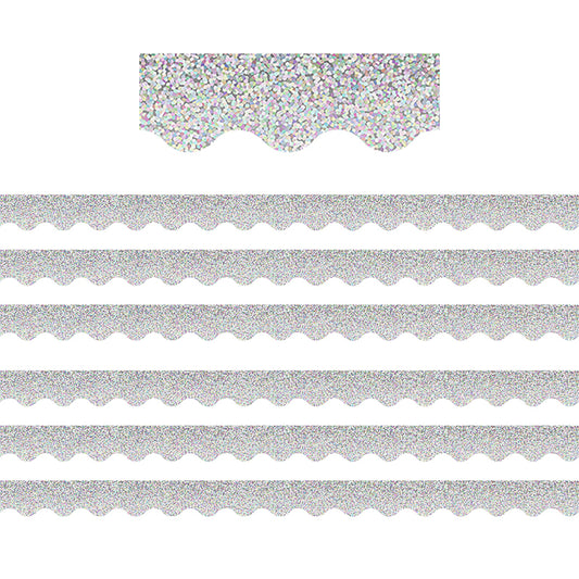 (6 PK) SILVER SPARKLE SCALLOPED