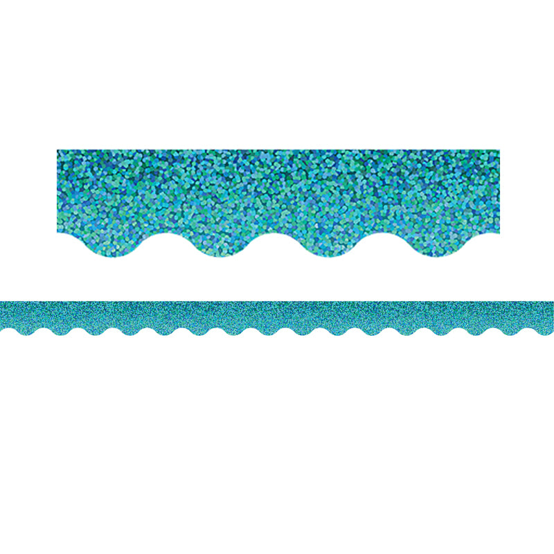 TEAL SPARKLE SCALLOPED BORDER TRIM