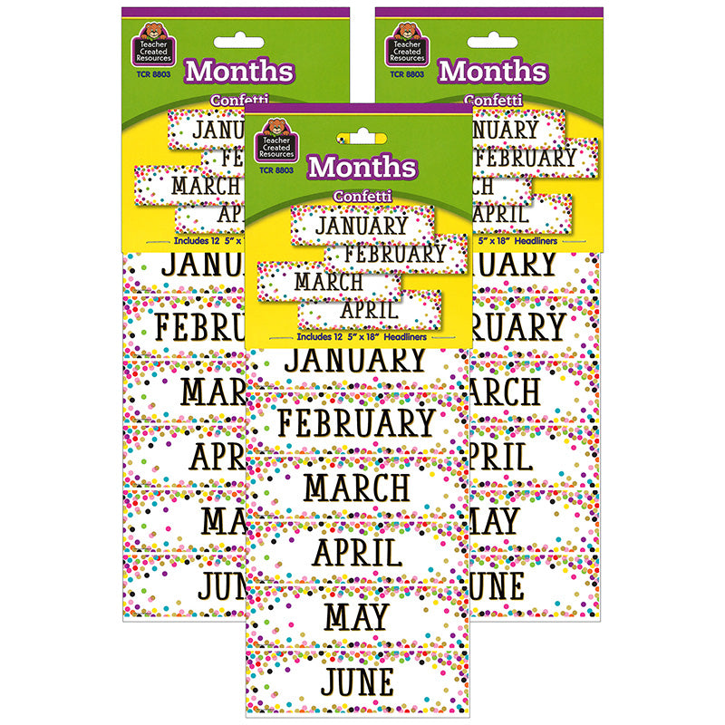 (3 PK) CONFETTI MONTHLY HEADLINERS