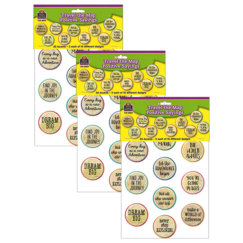 (3 PK) TRAVEL MAP POSITIVE SAYING