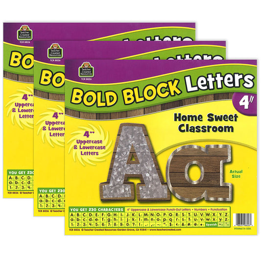 (3 PK) BOLD BLOCK 4IN LETTRS COMBO
