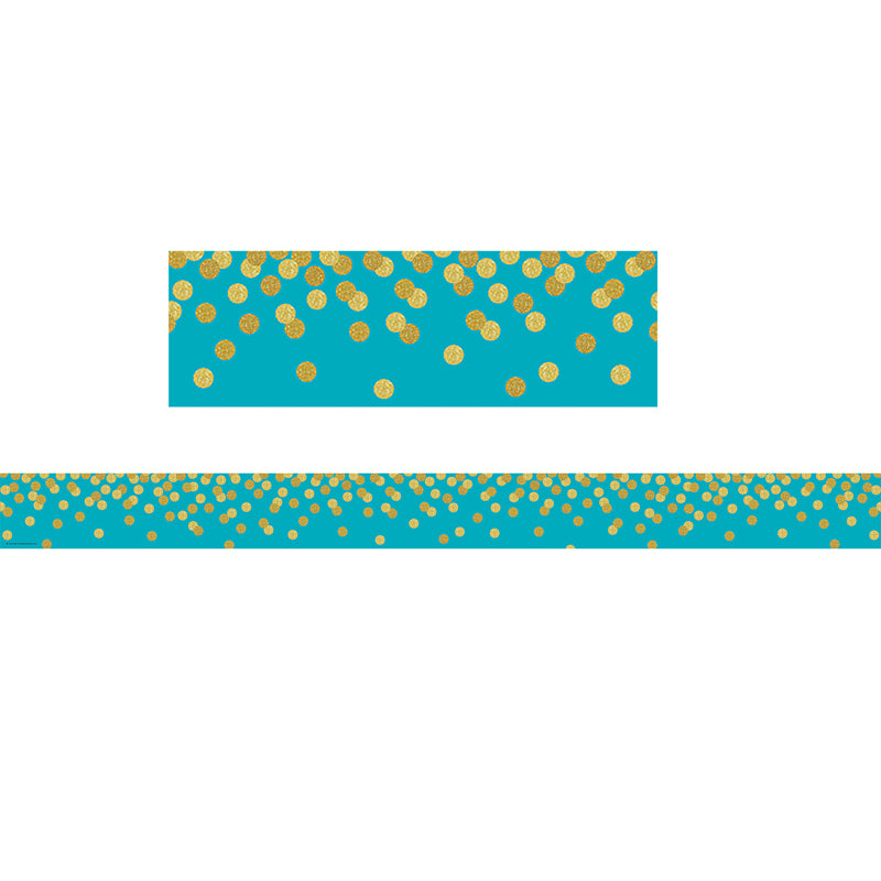 TEAL CONFETTI STRAIGHT BORDER TRIM