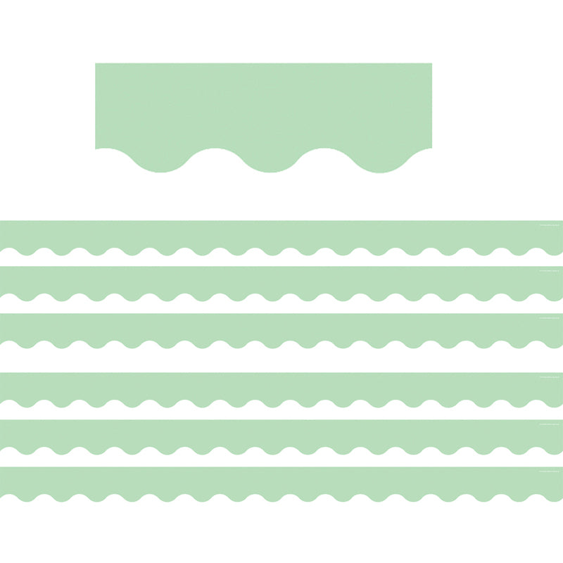 (6 PK) MINT GREEN SCALLOPED BORDER
