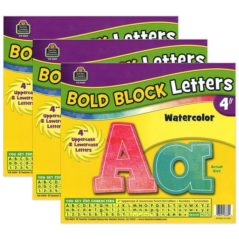 (3 PK) WATERCOLOR BOLD BLOCK 4IN