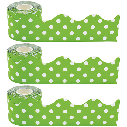 (3 PK) LIME POLKA DOTS ROLLED TRIM