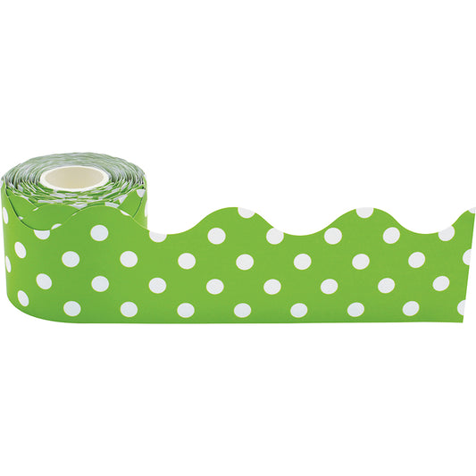 LIME POLKA DOTS ROLLED TRIM