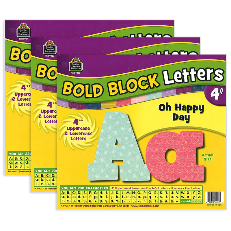 (3 PK) OH HAPPY DAY BOLD BLOCK 4IN