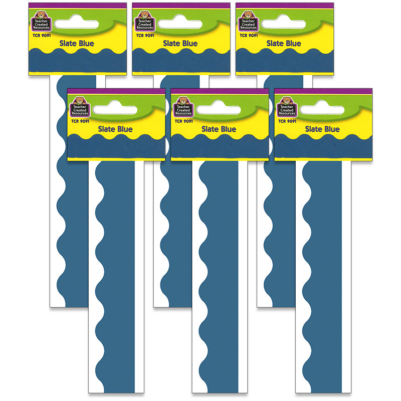 (6 PK) SLATE BLUE SCALLOPED BORDER