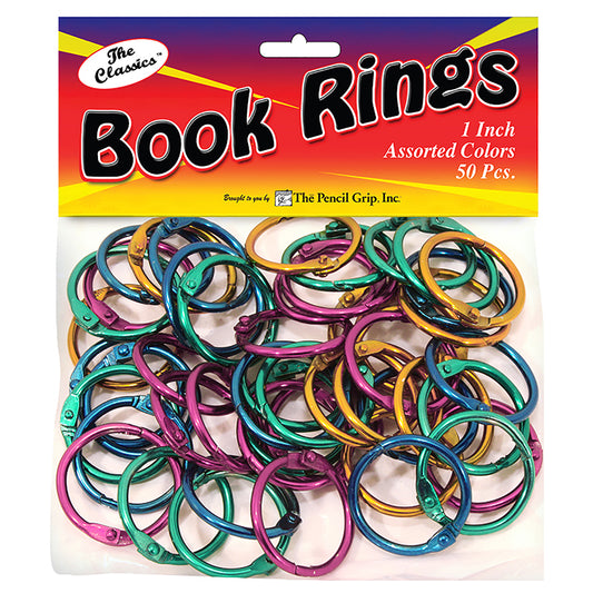 BOOK RINGS ASSORTED COLORS 50PK