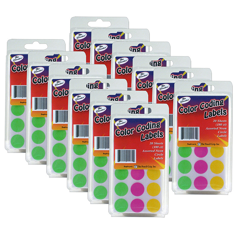 (12 PK) NEON CIRCLE LABELS