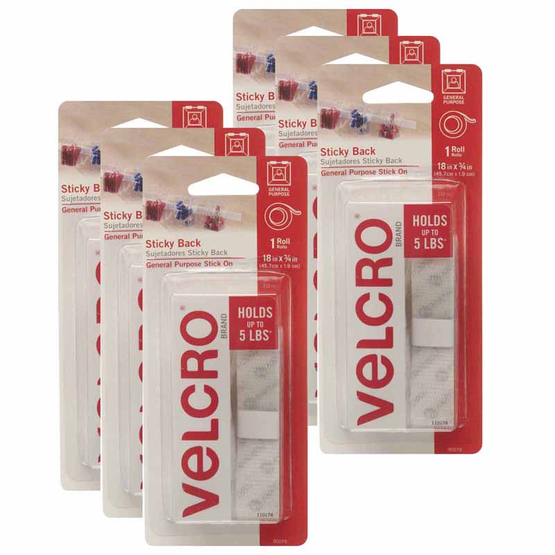 (6 PK) VELCRO TAPE .75X18 STRIPS