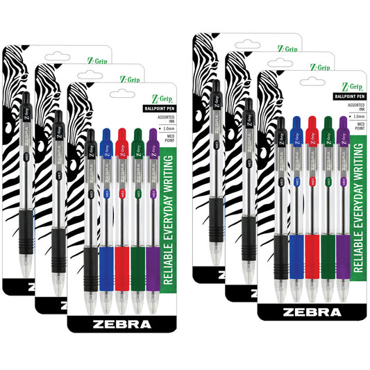 (6 PK) Z GRIP PENS 5PK ASSORTED