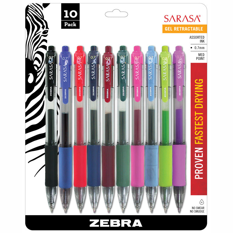 SARASA 10PK ASSTD GEL RETRACTABLE